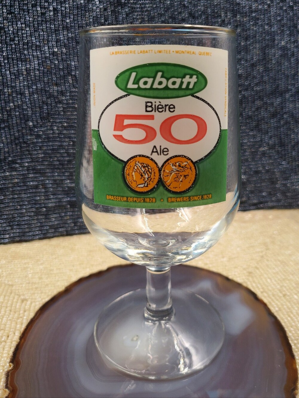 Vintage Labatt 50 Ale stemmed beer glass. (C18)